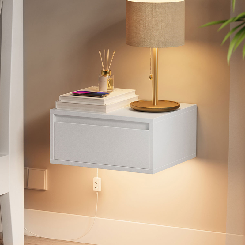 Επιτοίχιο Κομοδίνο Με Συρτάρι & Led (40x35x19) Vasagle LET654W01