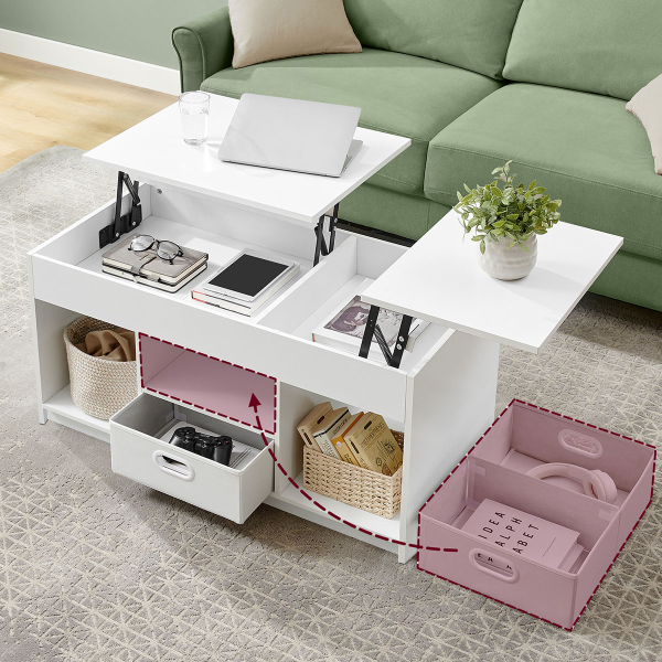 Τραπέζι Σαλονιού Με Σερβιτόρο Ράφια & Συρτάρια (100x50x48.5) Vasagle LCT210W01