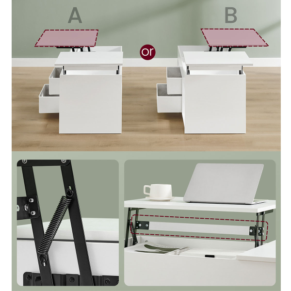 Τραπέζι Σαλονιού Με Σερβιτόρο Ράφια & Συρτάρια (100x50x48.5) Vasagle LCT210W01