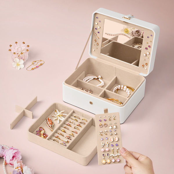 Μπιζουτιέρα Κουτί Με Καθρέφτη (22x17.6x11) Songmics JBC200W01