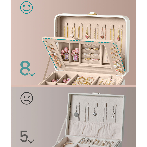 Μπιζουτιέρα Κουτί Με Καθρέφτη (22x17.6x11) Songmics JBC200W01