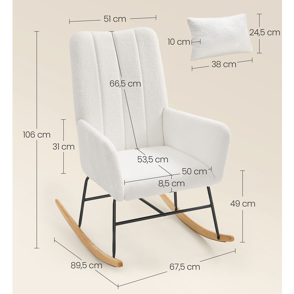 Κουνιστή Πολυθρόνα Μπουκλέ (89 5X67 5X106) Songmics Lyy500Wd01 Home Έπιπλα Σαλονιού Πολυθρόνες Spitishop