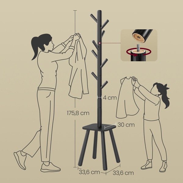 Καλόγερος Ρούχων Με Ράφι (33.6x33.6x175.8) Vasagle RCR033B01V2