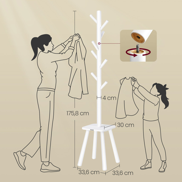 Καλόγερος Ρούχων Με Ράφι (33.6x33.6x175.8) Vasagle RCR033W01V2