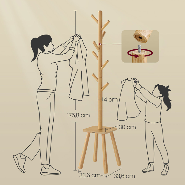 Καλόγερος Ρούχων Με Ράφι (33.6x33.6x175.8) Vasagle RCR033N01V2
