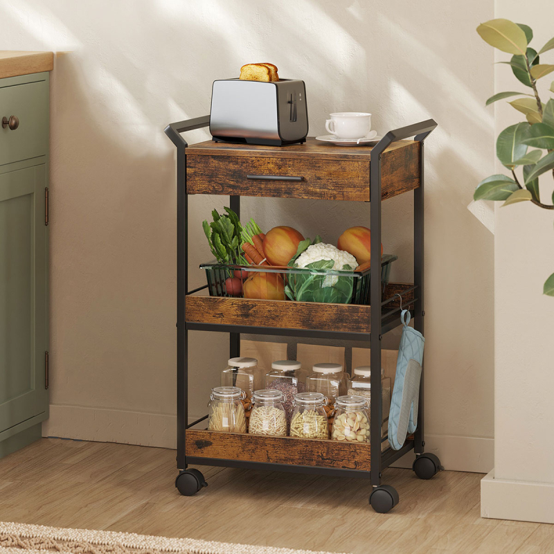 Τρόλεϊ/Ραφιέρα 3 Θέσεων Με Συρτάρι (46.2x30x70.5) Vasagle LRC048KD01