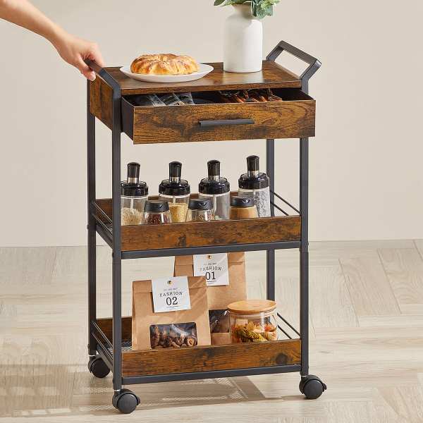 Τρόλεϊ/Ραφιέρα 3 Θέσεων Με Συρτάρι (46.2x30x70.5) Vasagle LRC048KD01