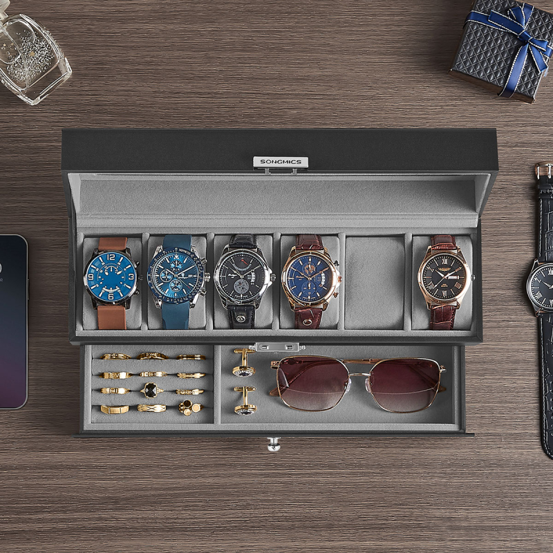 Θήκη Για 6 Ρολόγια & Κοσμήματα (32.5x10x13.5) Songmics JWB060G01