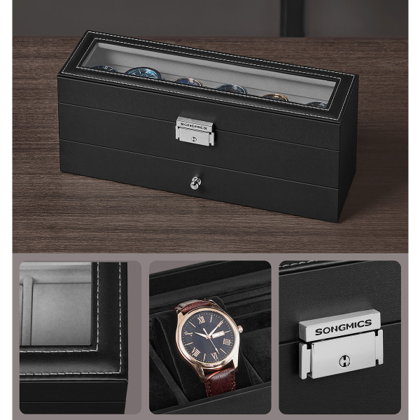 Θήκη Για 6 Ρολόγια & Κοσμήματα (32.5x10x13.5) Songmics JWB060G01