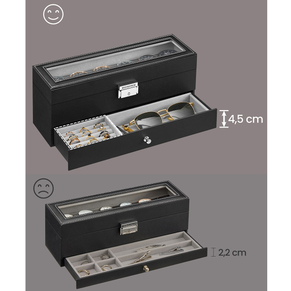 Θήκη Για 6 Ρολόγια & Κοσμήματα (32.5x10x13.5) Songmics JWB060G01