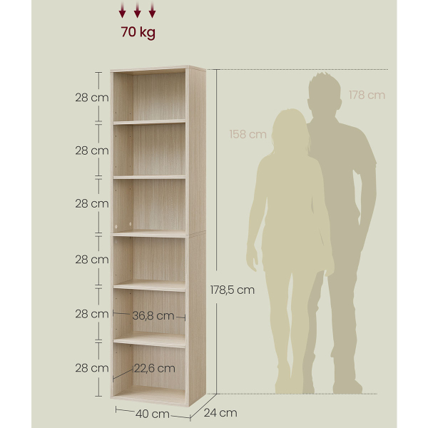 Βιβλιοθήκη Δαπέδου 6 Θέσεων (40x24x178.5) Vasagle LBC167L01
