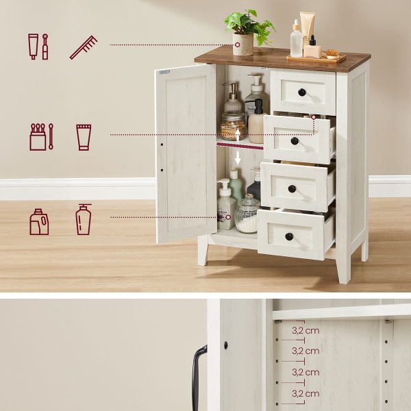 Ντουλάπι Δαπέδου Με 4 Συρτάρια (60x30x80) Vasagle BBK753W01