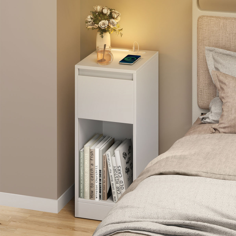 Κομοδίνο Με Ενσωματωμένες Πρίζες - USB & Led (30x25x59.5) Vasagle LET610W01