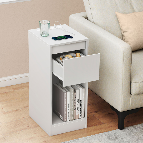 Κομοδίνο Με Ενσωματωμένες Πρίζες - USB & Led (30x25x59.5) Vasagle LET610W01