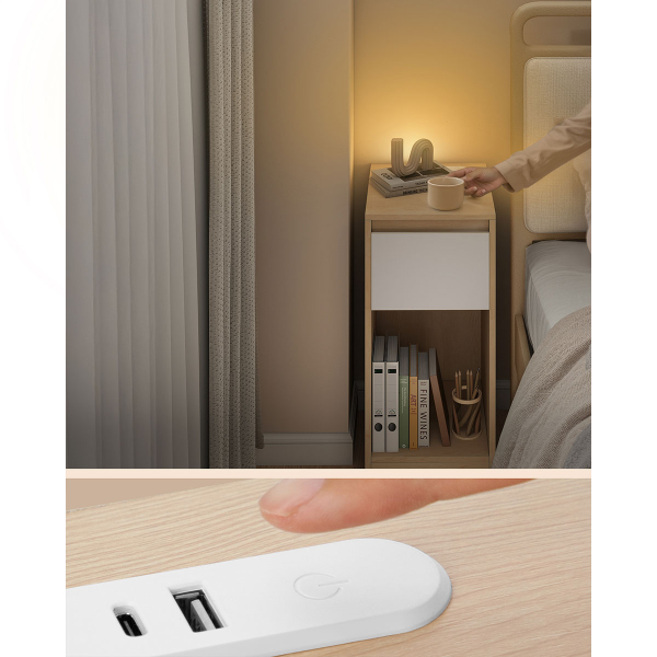 Κομοδίνο Με Ενσωματωμένες Πρίζες - USB & Led (30x25x59.5) Vasagle LET610Y01
