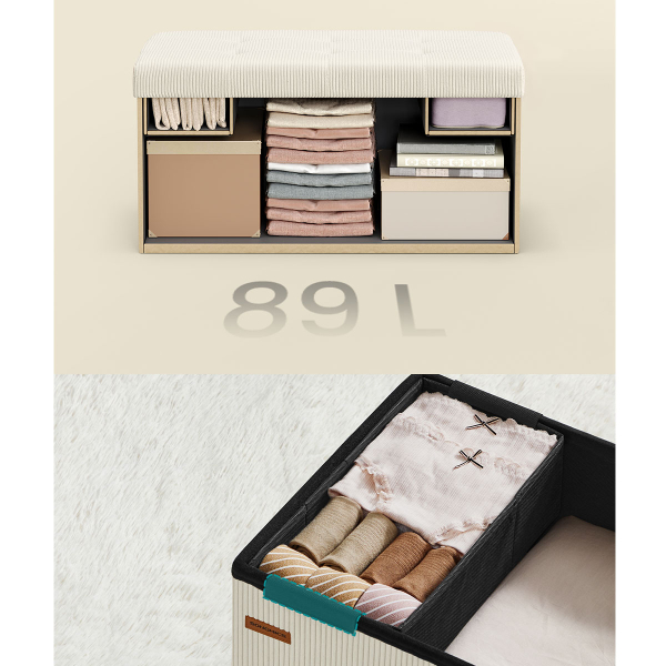 Ταμπουρέ Με Αποθηκευτικό Χώρο (76x38x38) Songmics LSF603W01