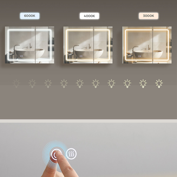 Καθρέφτης Τοίχου Με Ντουλάπι - Ενσωματωμένες Πρίζες & Led (80x16.5x60) Vasagle BBK134W01