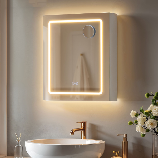 Καθρέφτης Τοίχου Με Ντουλάπι - Ενσωματωμένες Πρίζες & Led (50x16.5x60) Vasagle BBK133W01