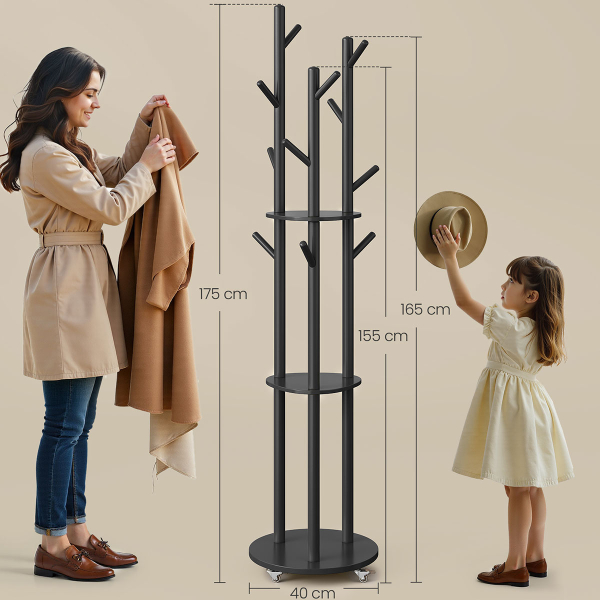 Καλόγερος Ρούχων Με Ράφια & Ροδάκια (Φ40x175) Vasagle RCR023B01