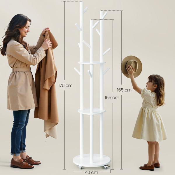 Καλόγερος Ρούχων Με Ράφια & Ροδάκια (Φ40x175) Vasagle RCR023W01