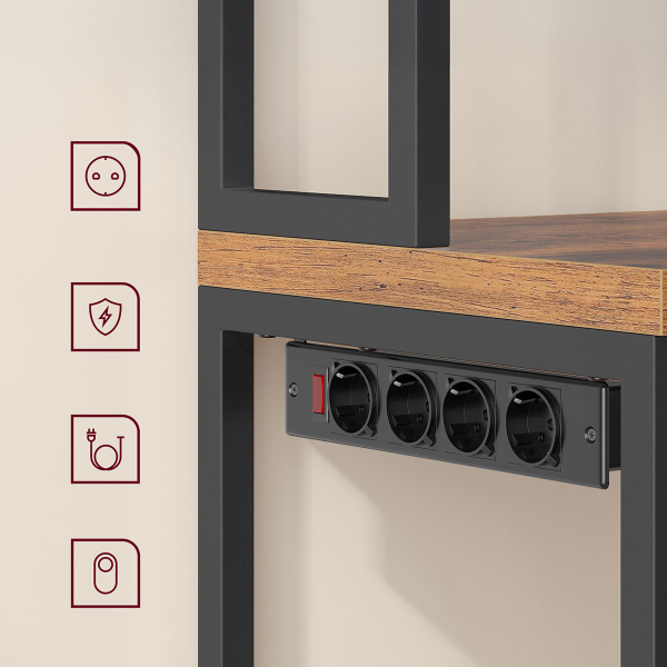 Ραφιέρα Δαπέδου 5 Θέσεων Με Ενσωματωμένες Πρίζες (60x40x170) Vasagle KKS058K02