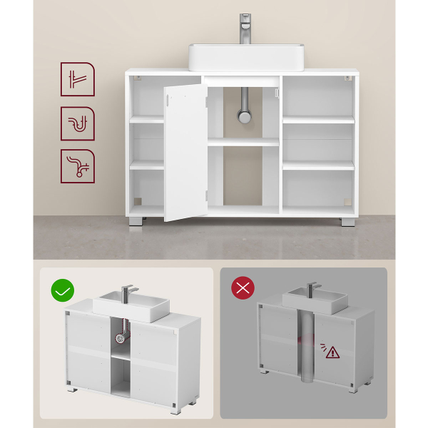 Ντουλάπι Νιπτήρα Μπάνιου Με Ράφι (90x30x60) Vasagle BBK507W01