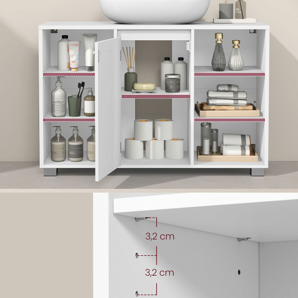 Ντουλάπι Νιπτήρα Μπάνιου Με Ράφι (90x30x60) Vasagle BBK507W01