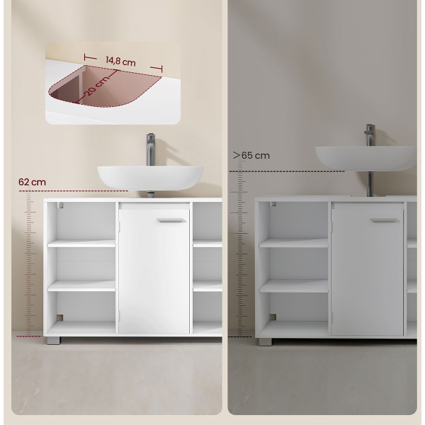 Ντουλάπι Νιπτήρα Μπάνιου Με Ράφι (90x30x60) Vasagle BBK507W01