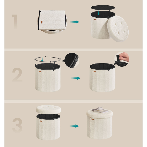 Σκαμπό Με Αποθηκευτικό Χώρο (47x47x45) Songmics LSF606W01