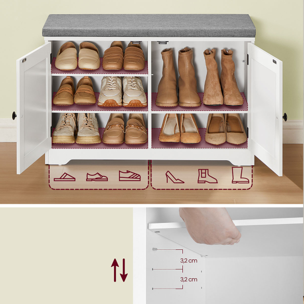 Παγκάκι Με Αποθηκευτικό Χώρο - Παπουτσοθήκη (81x35.5x52.5) Vasagle LSB034W01