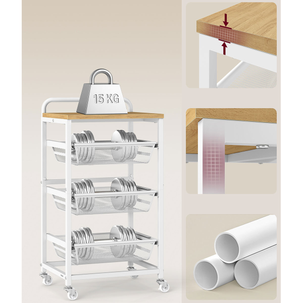 Τρόλεϊ/Ραφιέρα 4 Θέσεων (40x31.7x76) Vasagle LRC040Y01