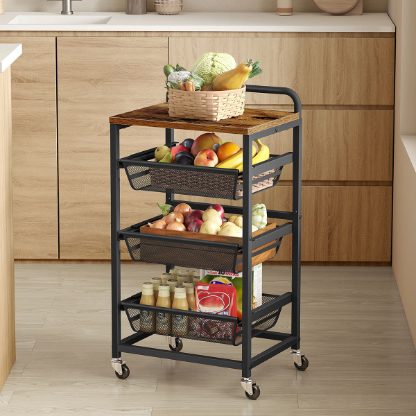 Τρόλεϊ/Ραφιέρα 4 Θέσεων (40x31.7x76) Vasagle LRC040K01