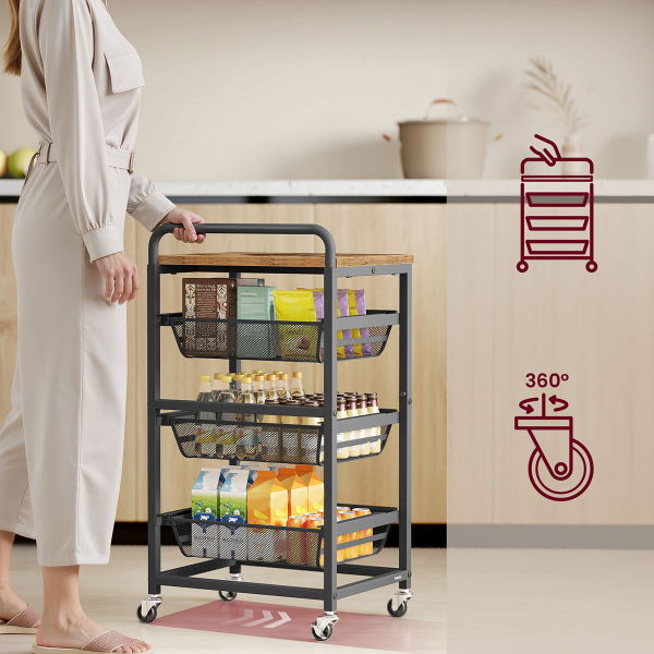 Τρόλεϊ/Ραφιέρα 4 Θέσεων (40x31.7x76) Vasagle LRC040K01