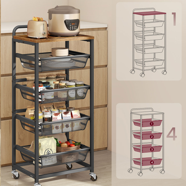 Τρόλεϊ/Ραφιέρα 5 Θέσεων (40x31.7x95) Vasagle LRC041K01