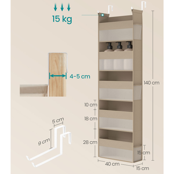 Κρεμαστή Θήκη Οργάνωσης Πόρτας 5 Θέσεων (40x15x140) Songmics RDH007Y01
