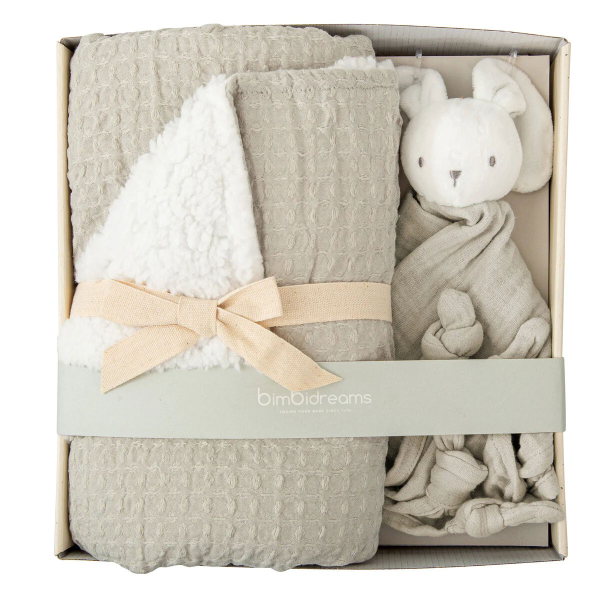 Κουβέρτα Fleece Αγκαλιάς (75x90) + Πανάκι Παρηγοριάς Bimbidreams Sage Green