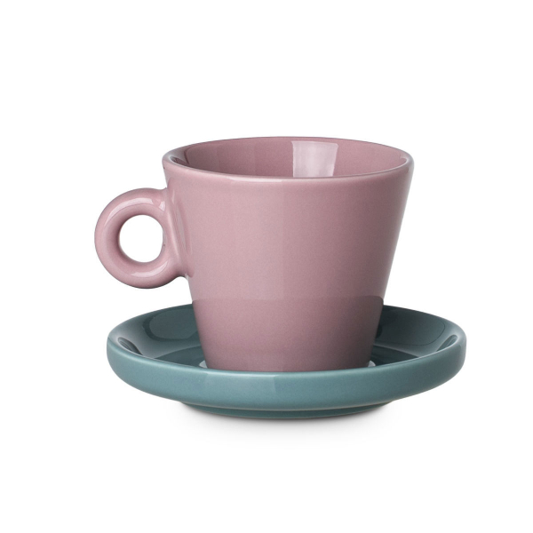 Φλυτζάνι Espresso 100ml + Πιατάκι Estia Echo Ροζ/Τυρκουάζ 07-35488