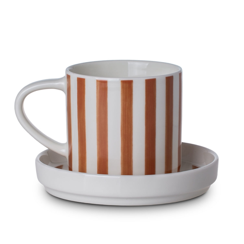 Φλυτζάνι Καφέ 300ml + Πιατάκι Estia Lines Καφέ 07-35419