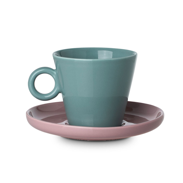 Φλυτζάνι Espresso 200ml + Πιατάκι Estia Echo Τυρκουάζ/Ροζ 07-35495