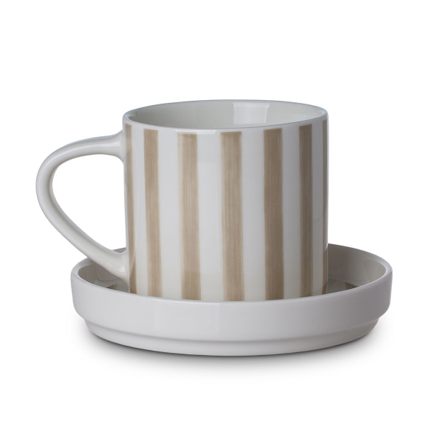 Φλυτζάνι Καφέ 300ml + Πιατάκι Estia Lines Μπεζ 07-35402
