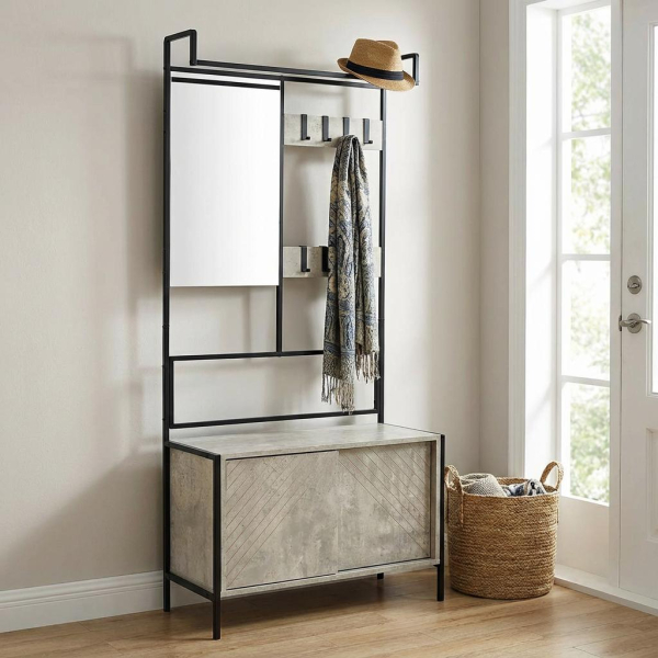 Έπιπλο Εισόδου Με Καθρέφτη (80x35x172) Spitishop Nobile Cement