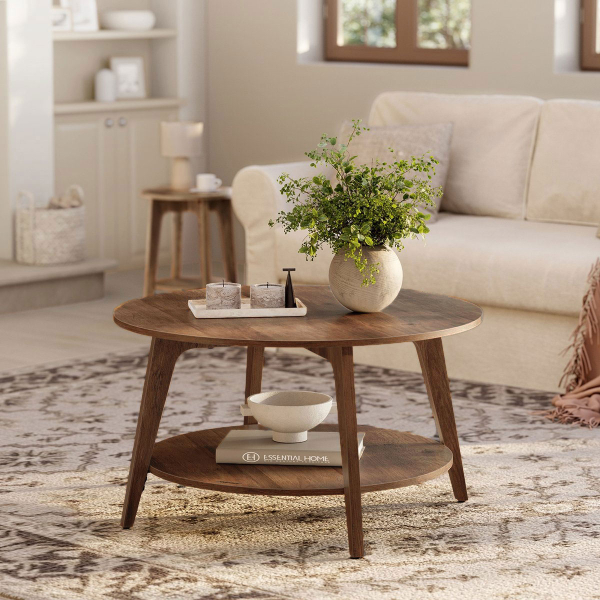 Τραπέζι Σαλονιού Με Ράφι (Φ80x45) Vasagle LCT243K41