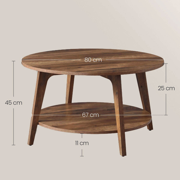 Τραπέζι Σαλονιού Με Ράφι (Φ80x45) Vasagle LCT243K41