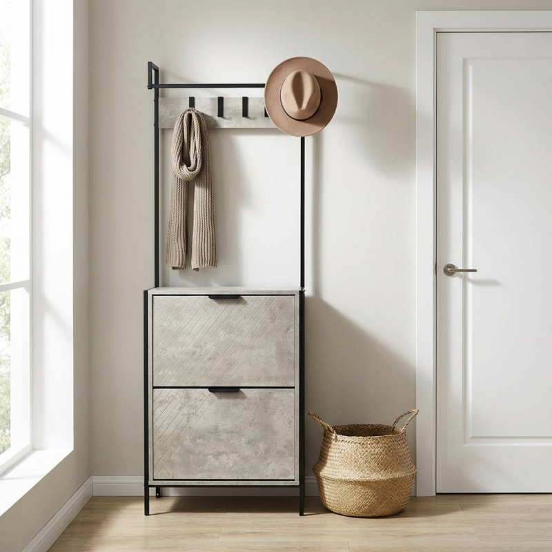 Έπιπλο Εισόδου - Παπουτσοθήκη 12 Θέσεων (60x26x172) Spitishop Sapiente Cement