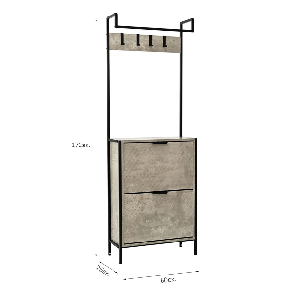 Έπιπλο Εισόδου - Παπουτσοθήκη 12 Θέσεων (60x26x172) Spitishop Sapiente Cement