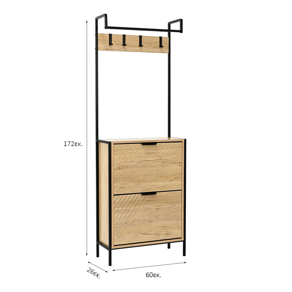 Έπιπλο Εισόδου - Παπουτσοθήκη 12 Θέσεων (60x26x172) Spitishop Sapiente Natural