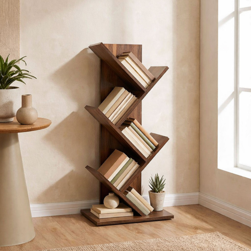 Βιβλιοθήκη Δαπέδου 4 Θέσεων (40x30x102) Spitishop Libro Brune