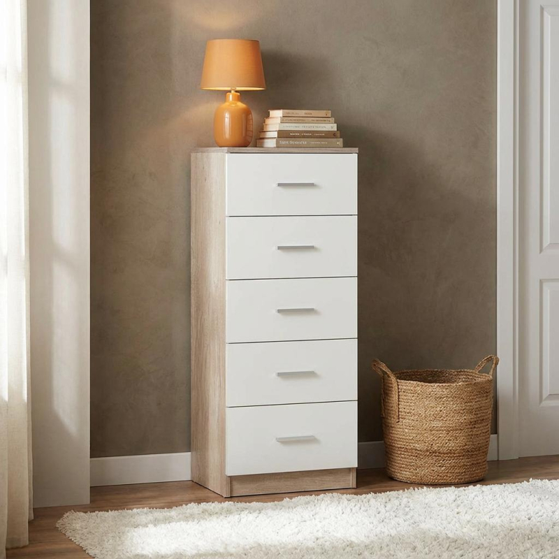 Συρταριέρα 5 Θέσεων (40x35x108) Spitishop Dama White/Greige