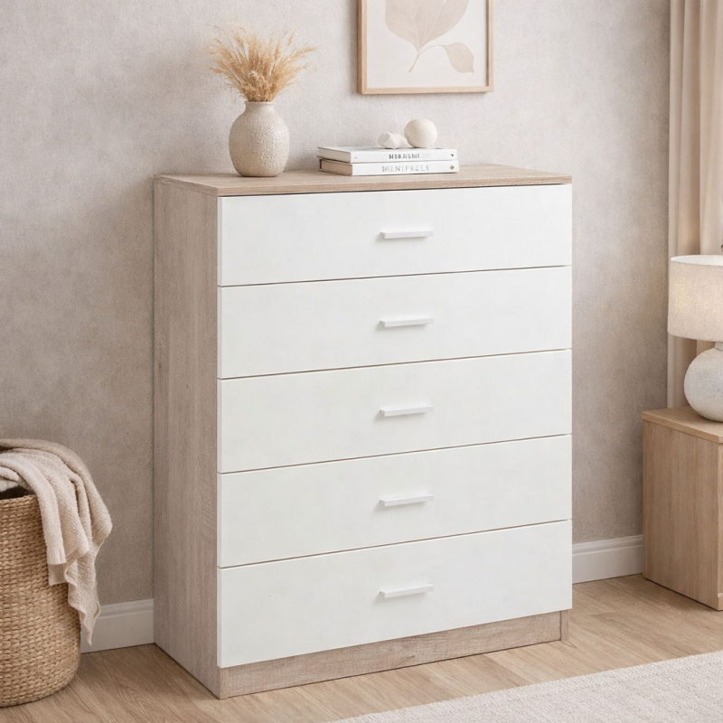 Συρταριέρα 5 Θέσεων (70x35x108) Spitishop Dama White/Greige