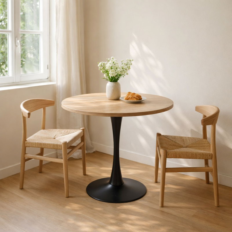 Τραπέζι Κουζίνας (Φ100x74.5) Spitishop Eclipse Natural